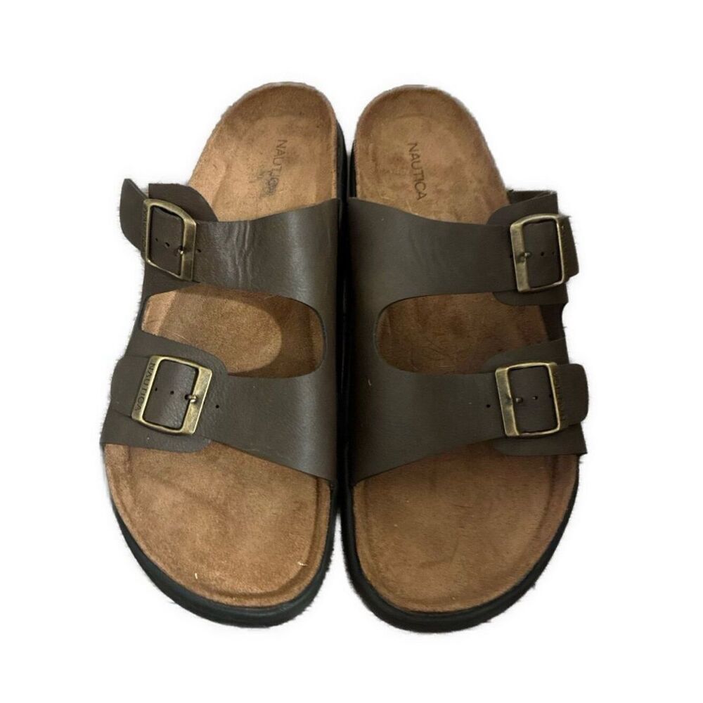 nautica mens brown slides Sandals 13